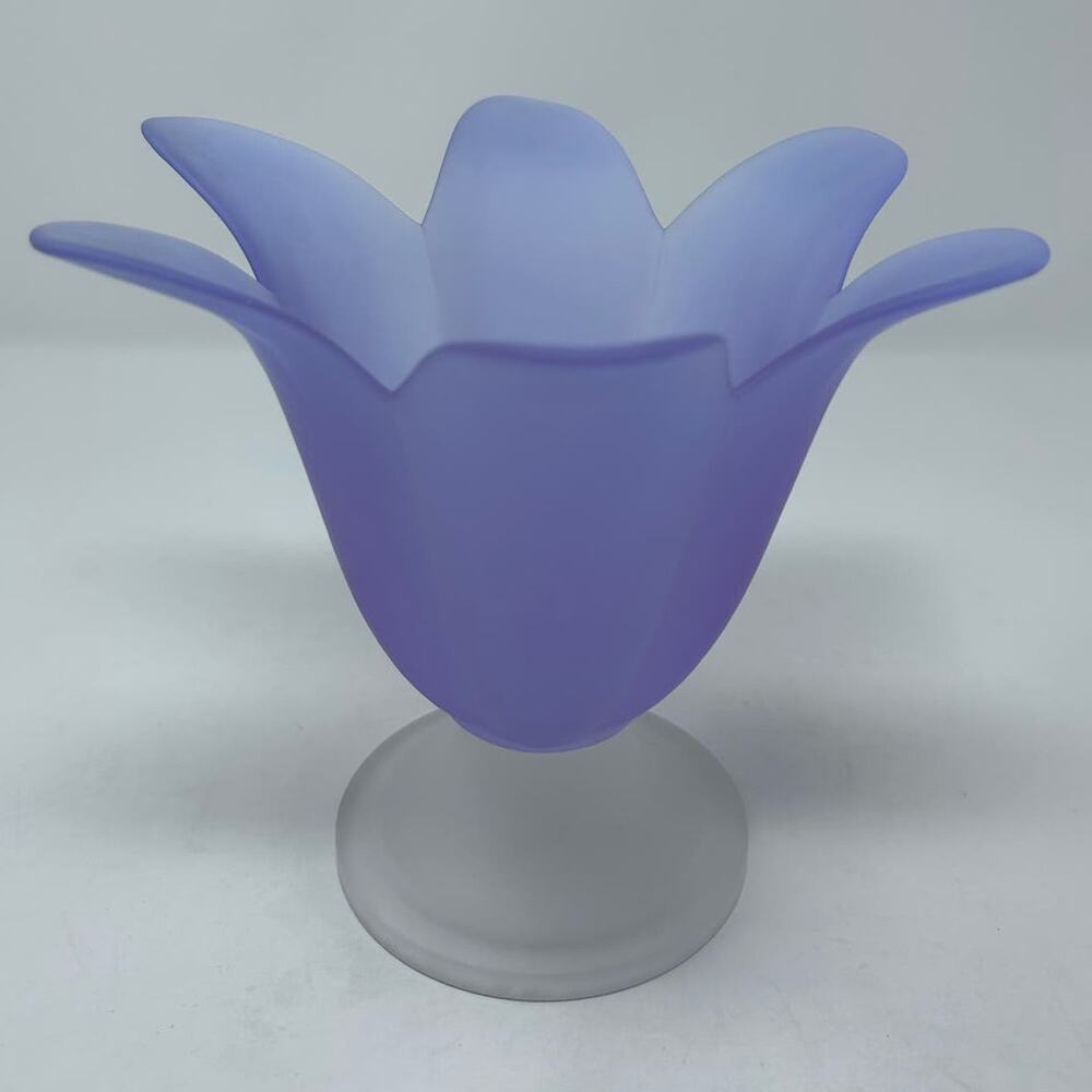 PartyLite 1980's Tulip Frosted Glass‎ Vase 7" Tall